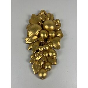 Vintage Roman Art Co Gold Fruit Wall Chalkware‎ Resin Plaque Mid Century 14 Inch